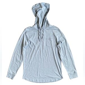 Old Navy Vintage Slub-Knit Light Blue Long Sleeve Henley T-Shirt Hoodie L Tall